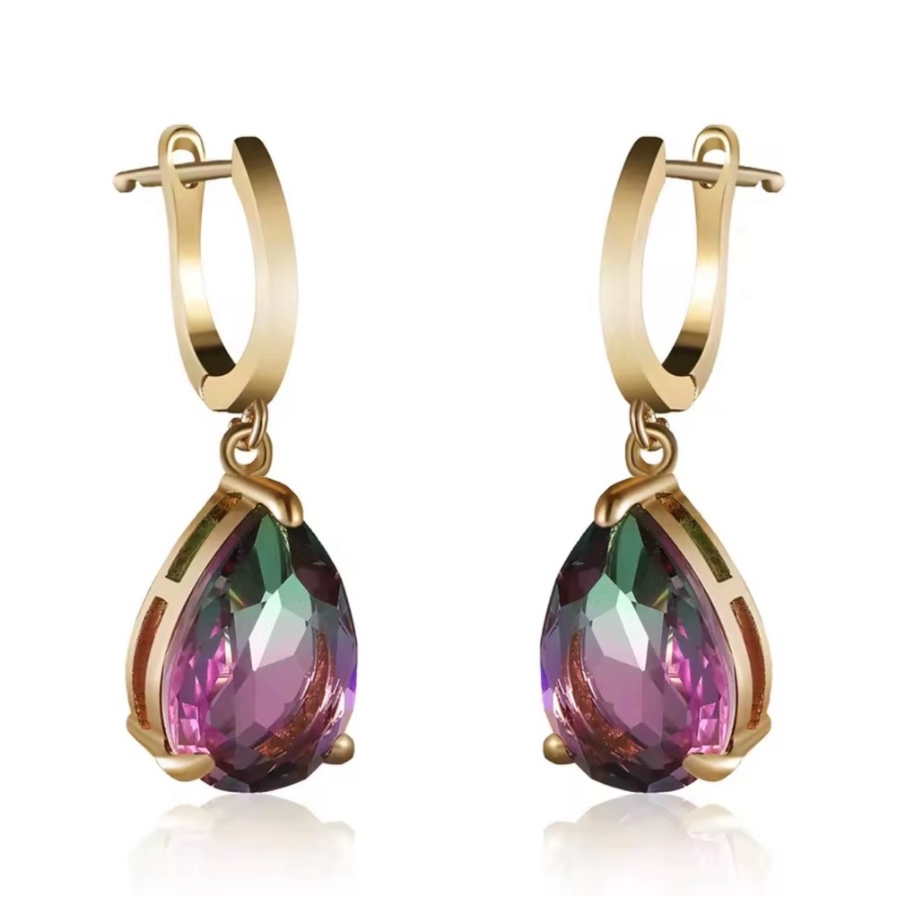Mystic Rainbow Ombre’ Teardrop Earrings